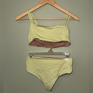 Light Lime Green/Beige Reversible Bikini Set